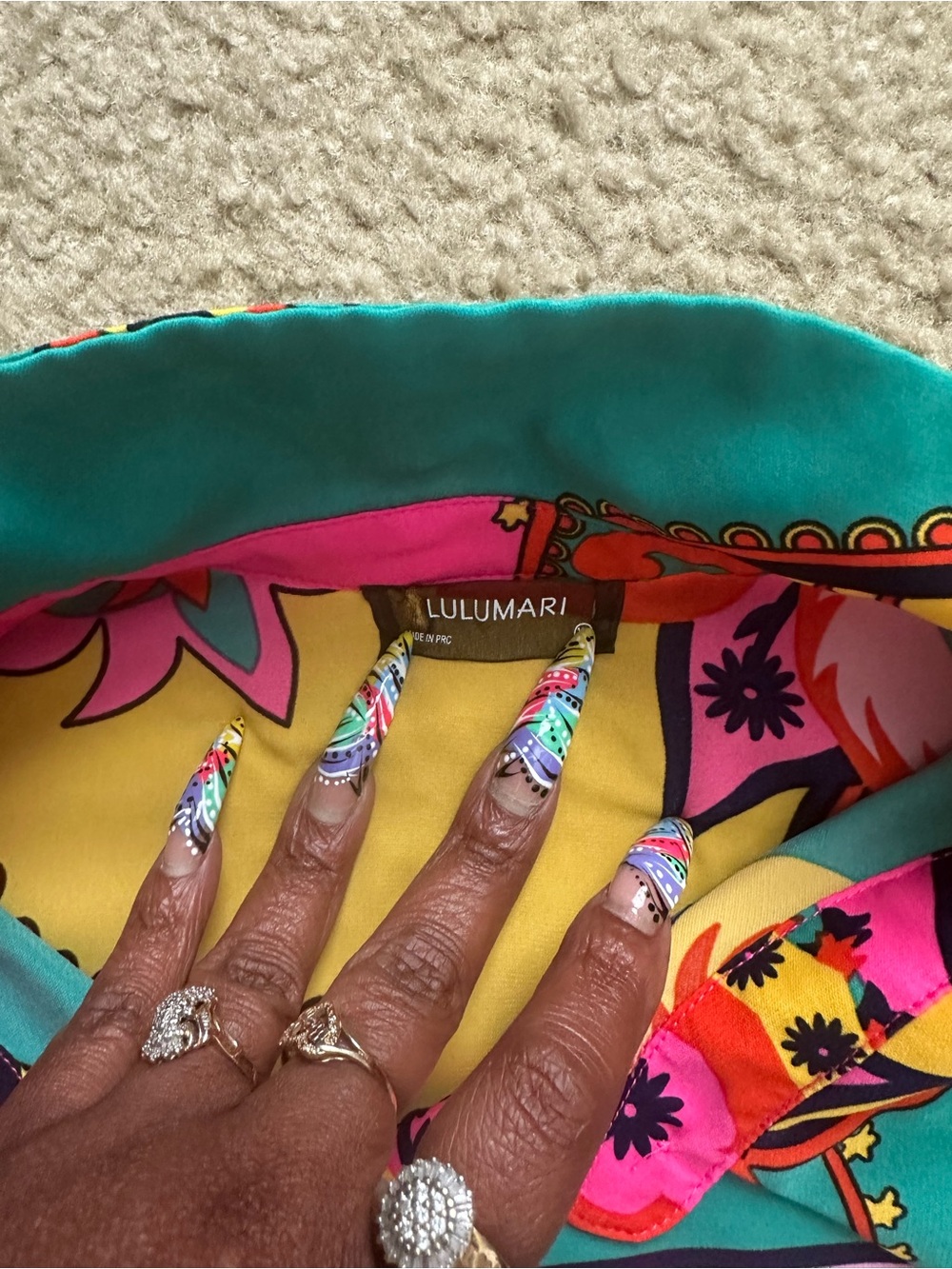 Lulumari Bright Floral Print Shorts - Turquoise, Hot Pink & Yellow